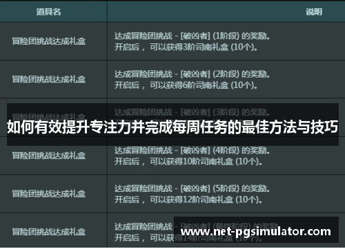 如何有效提升专注力并完成每周任务的最佳方法与技巧