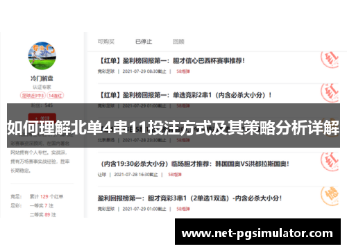 如何理解北单4串11投注方式及其策略分析详解